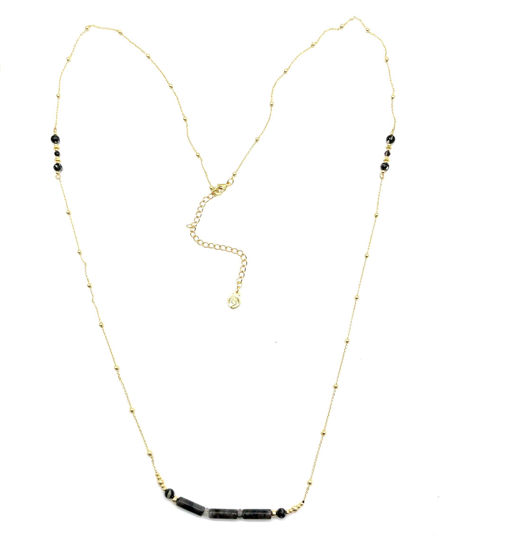 CLIP BEAD CHAIN DARK LABRADORITE NECKLACE