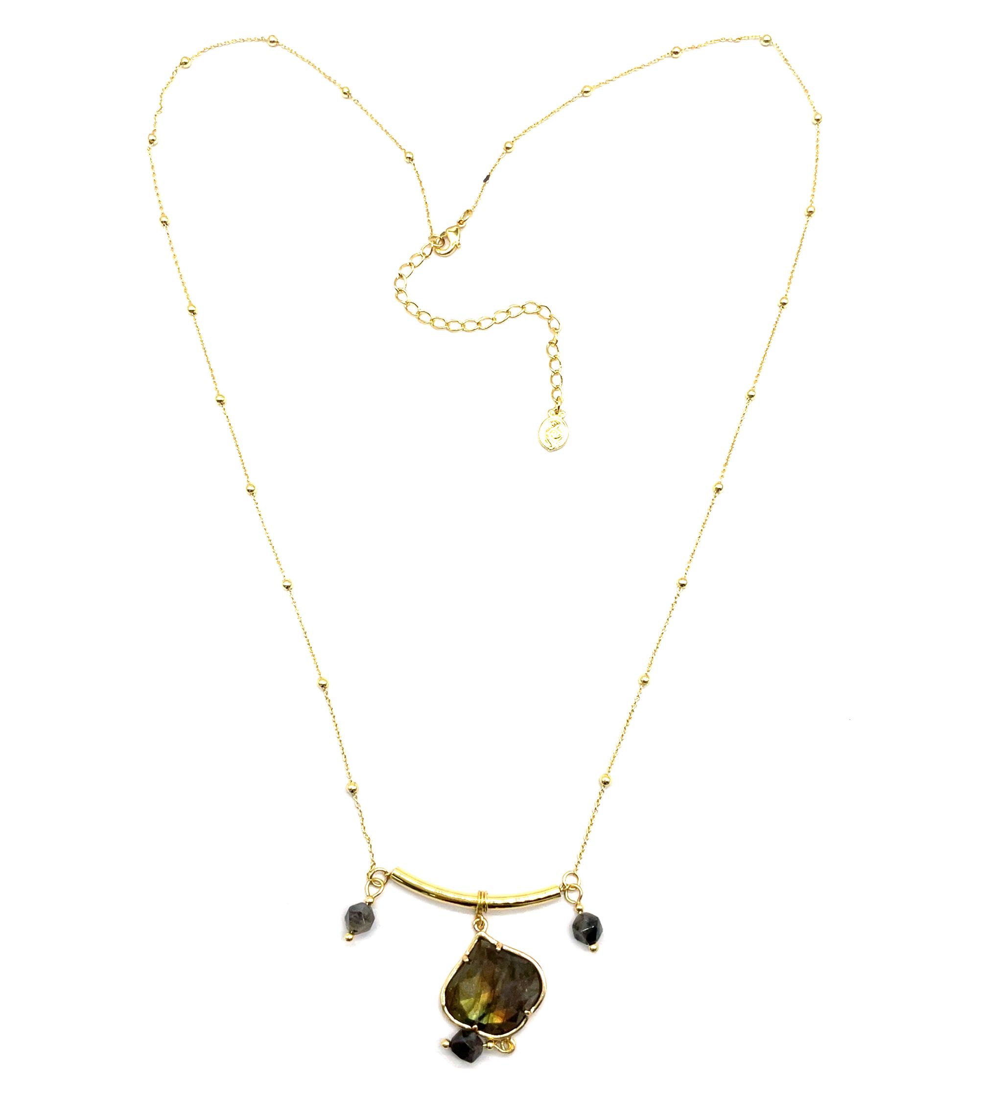 FLAME NATURAL STONE PENDANT NECKLACE