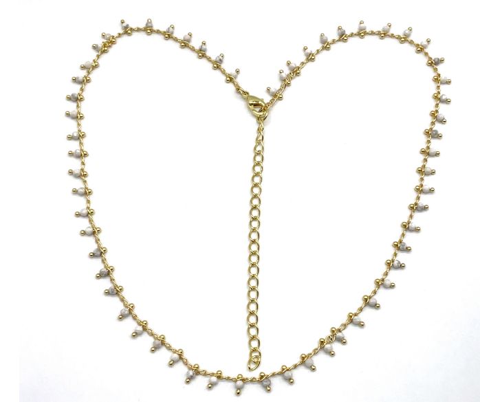 WHITE TURQUOISE MILLED CHAIN NECKLACE WITH STUDS