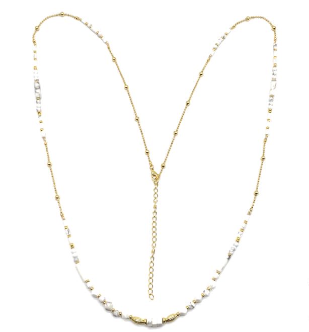 POLKA CHAIN WHITE TURQUOISES NECKLACE
