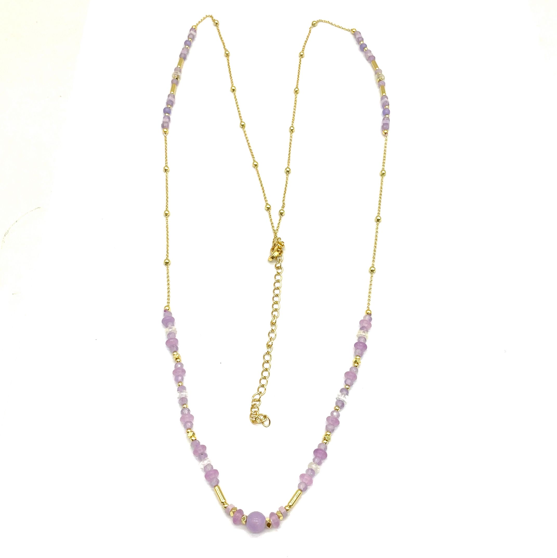 PURPLE JADES CLIP BEAD CHAIN NECKLACE 