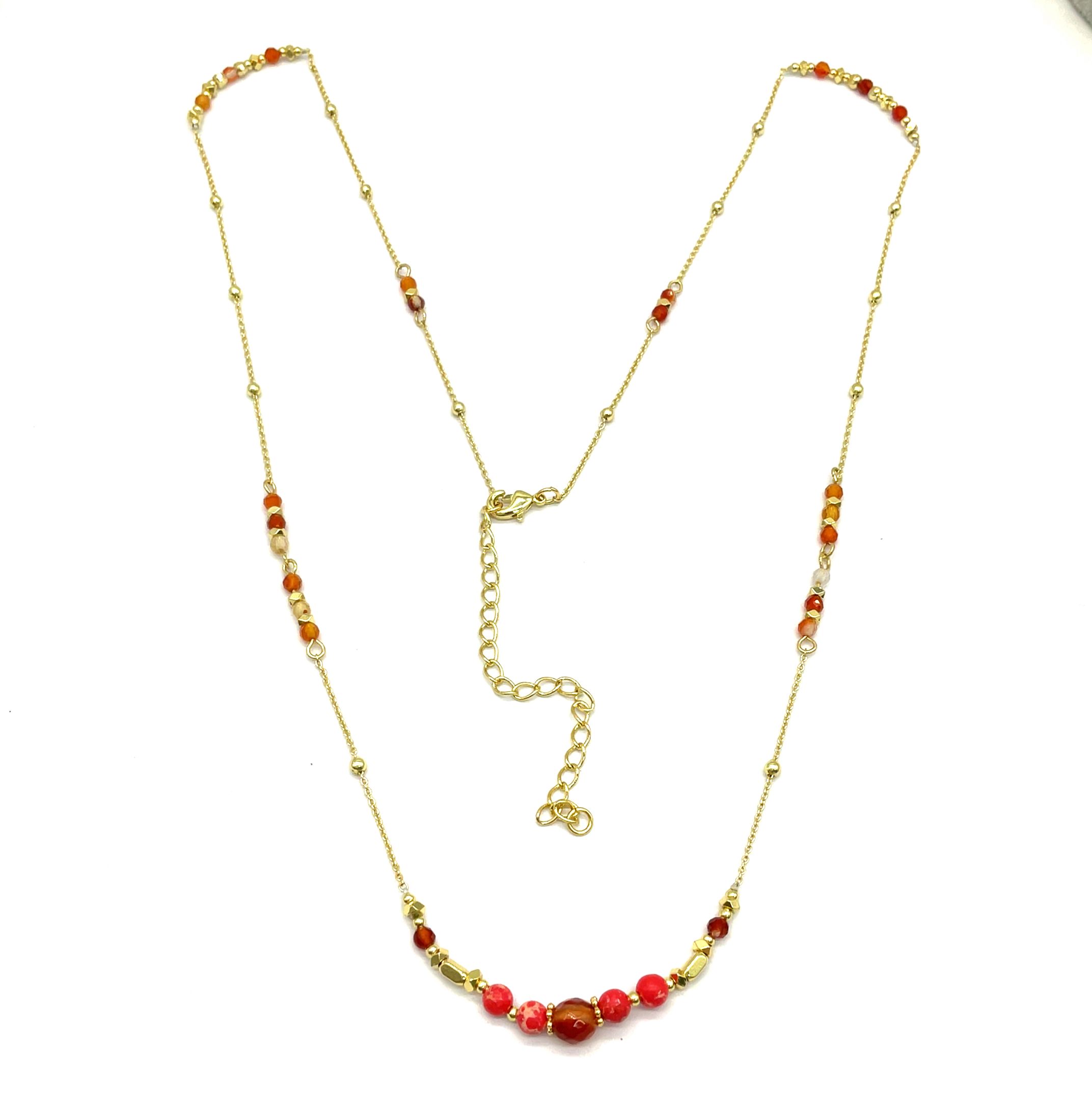 RED AGATE CLIP BEAD CHAIN NECKLACE