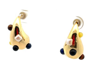 BLACK AGATE WATER DROP STUDS