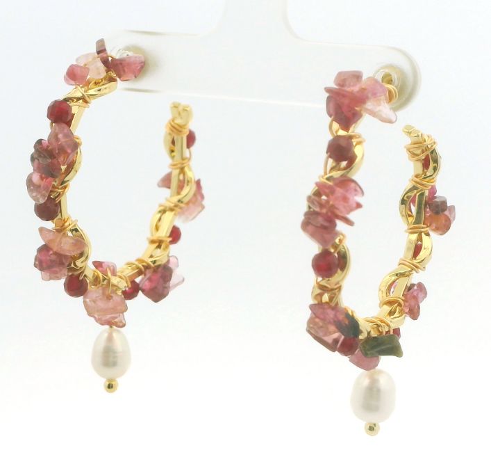 PINK TOURMALINE LARGE CIRCIE EARRINGS