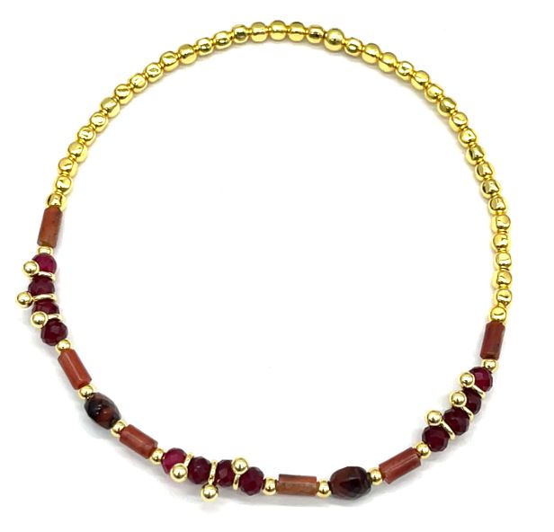 NEW FLAME JASPERS COPPER SQUARE BEADS BRACELET