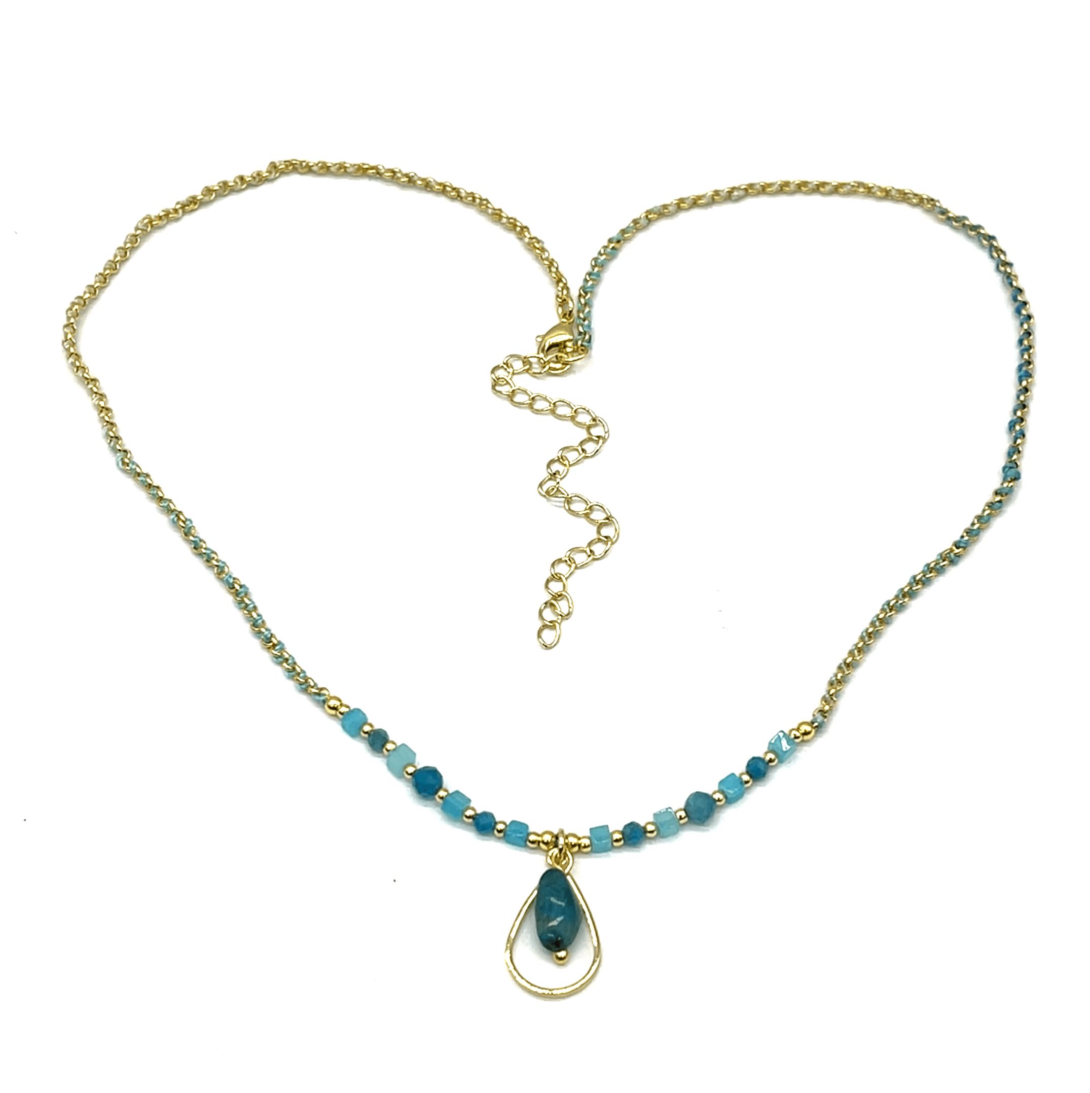 BLUE PHOSPHORUS GRAY PENDANT NECKLACE