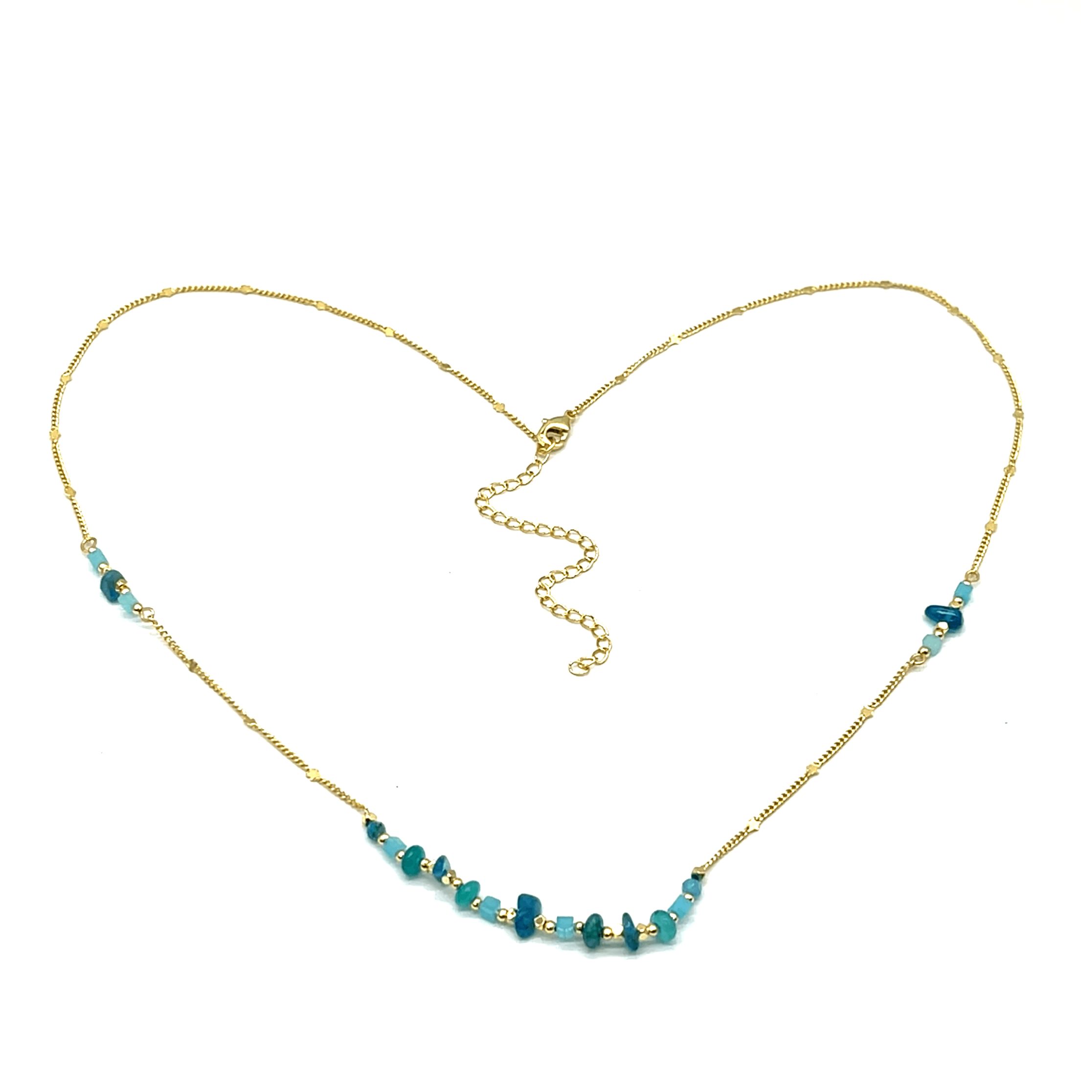 GRAY AND BLUE STAR CHAIN NECKLACE 