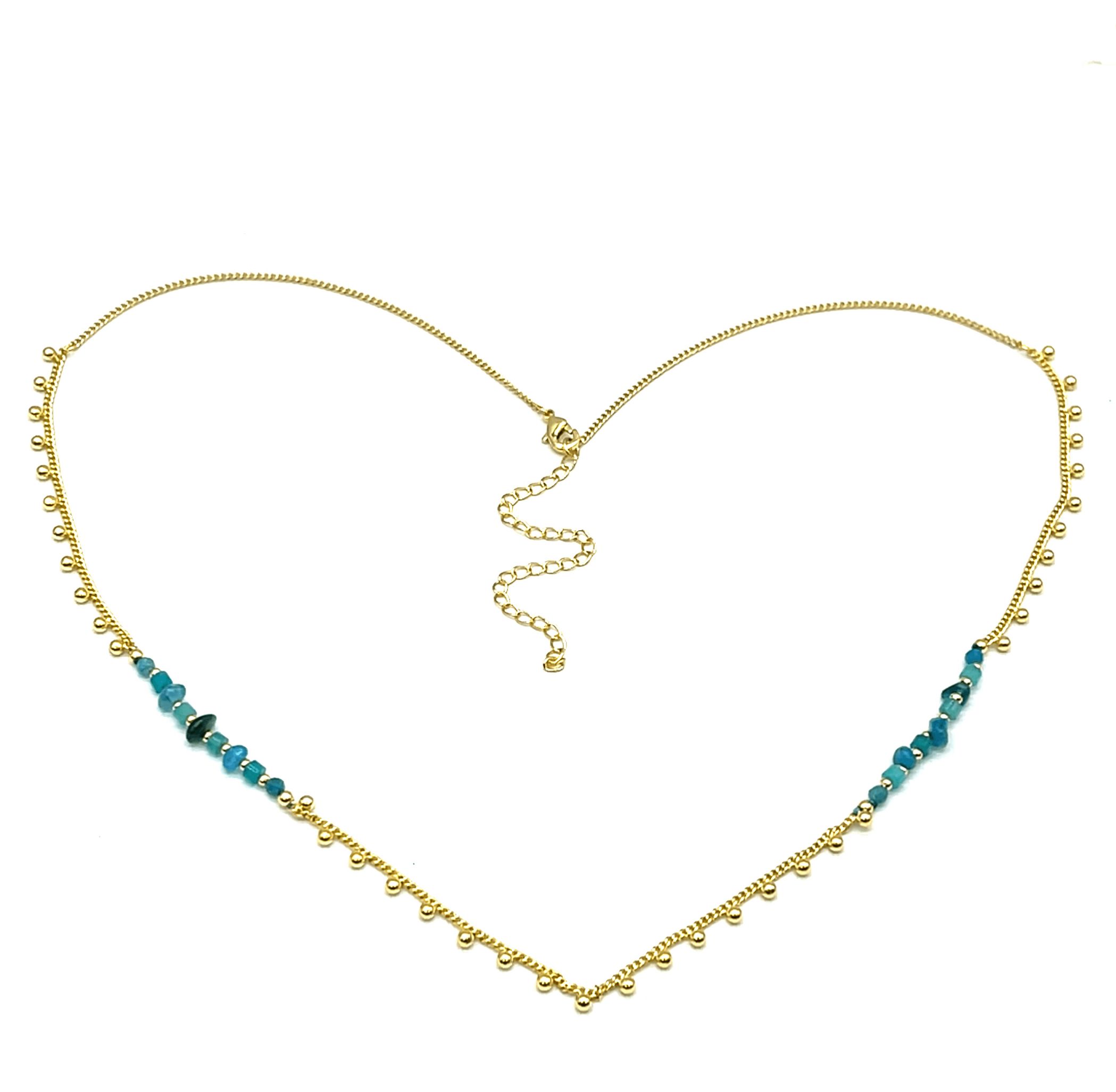 COLORED AMAZONITE COPPER BEAD CHAIN NECKLACE