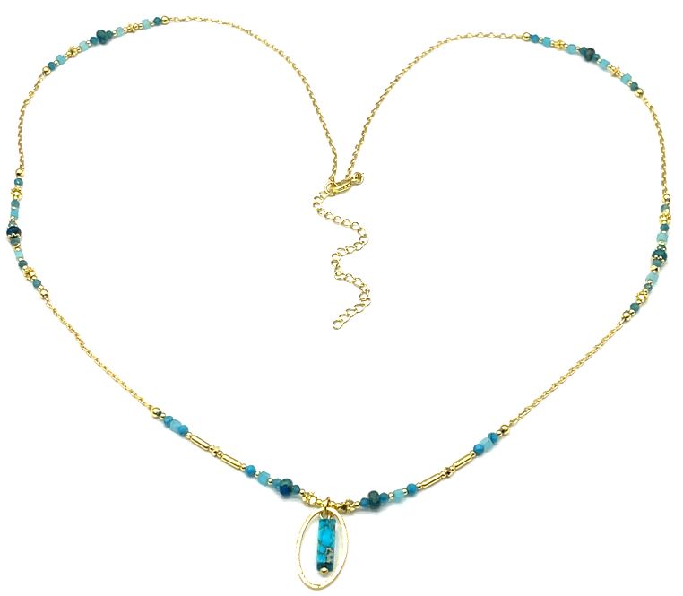 BLUE EMPEROR STONE SQUARE PILLAR NECKLACE