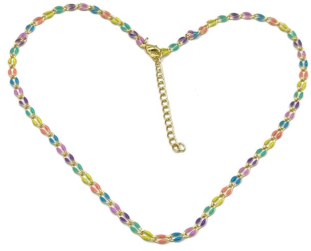PURPLE AND TARTRAZINE AND BLUE LIP CHAIN NECKLACE 