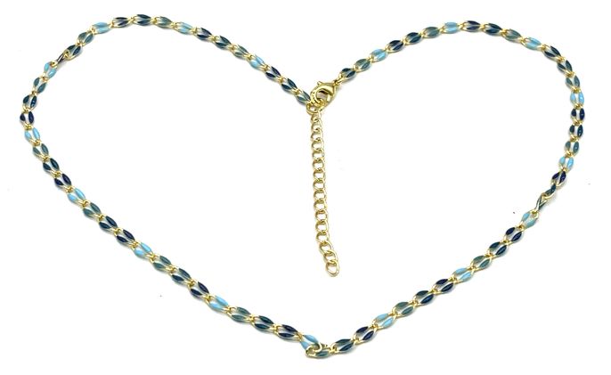 PEACOCK BLUE AND DARK BLUE LIP CHAIN NECKLACE