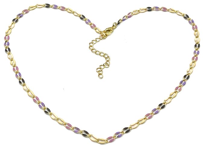 PINK AND APRICOT AND CHARCOAL GREY LIP CHAIN NECKLACE 