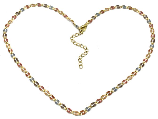 DUSTY BLUE AND LIGHT BROWN LIP CHAIN NECKLACE 