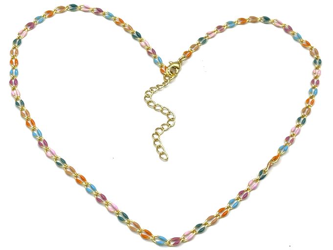 ORANGEADE AND ACID BLUE AND BLUE LIP CHAIN NECKLACE 