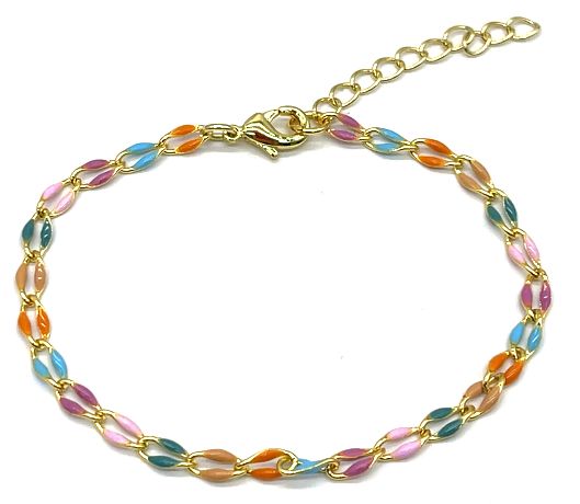 ORANGEADE AND ACID BLUE AND BLUE LIP CHAIN BRACELET