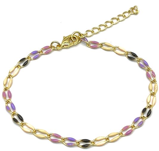 PINK AND APRICOT AND CHARCOAL GREY LIP CHAIN BRACELET 