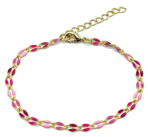 ROSE AND PURPLISH RED AND PINK LIP CHAIN BRACELET