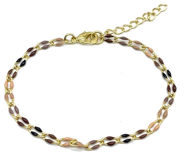 BROWN AND BLACK LIP CHAIN BRACELET 