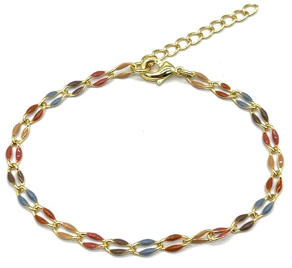 DUSTY BLUE AND LIGHT BROWN LIP CHAIN BRACELET