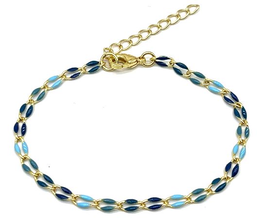 PEACOCK BLUE AND DARK BLUE LIP CHAIN BRACELET 