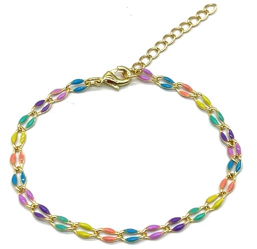 PURPLE AND TARTRAZINE AND BLUE LIP CHAIN BRACELET 