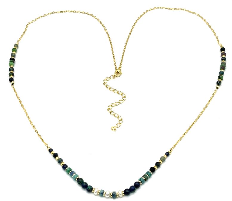 BLUE TIGEREYES PEARLS NECKLACE