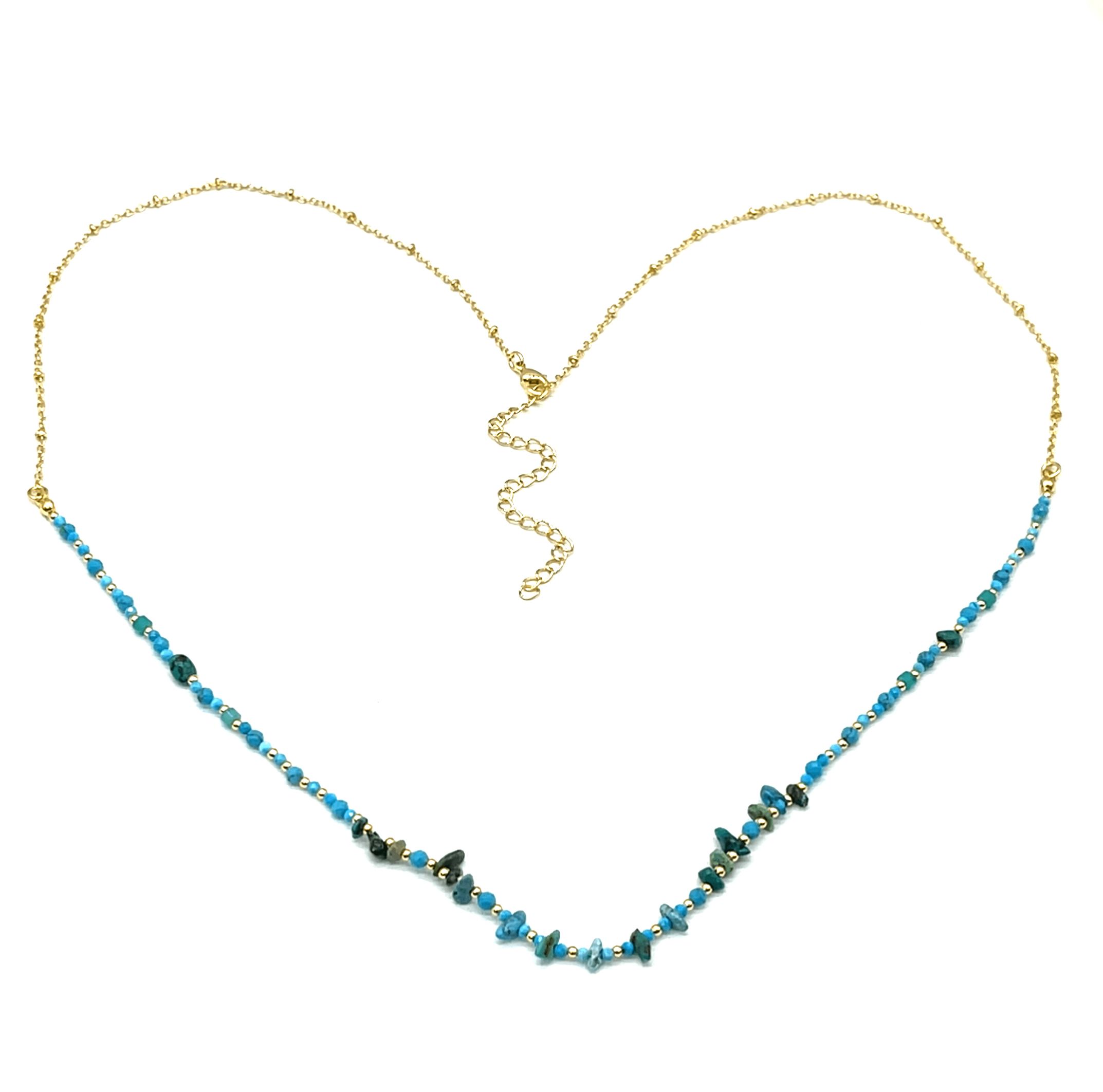 BLUE TURQOISES HEART-SHAPED CHAIN NECKLACE
