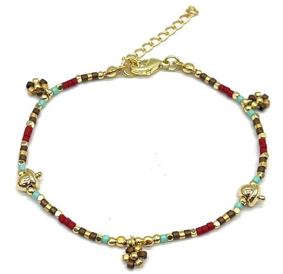 PINECONES FLOWERS DB RICE BEADS BRACELET