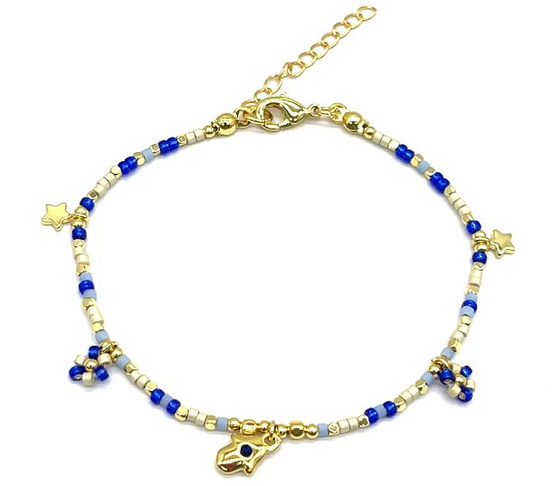 PALM CHARM STAR FLOWER DB RICE BEADS BRACELET