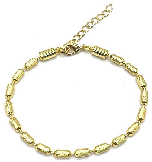 COPPER CAPS INTESTINE BEADS CHAIN BRACELET
