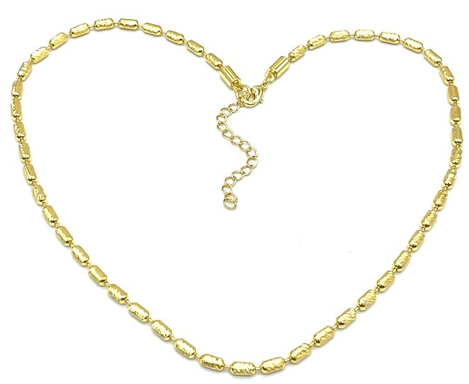 COPPER CAPS INTESTINE BEADS CHAIN NECKLACE