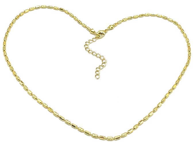 2MM CURVED KNIFE COPPER INTESTINE BEADS CHAIN NECKLACE