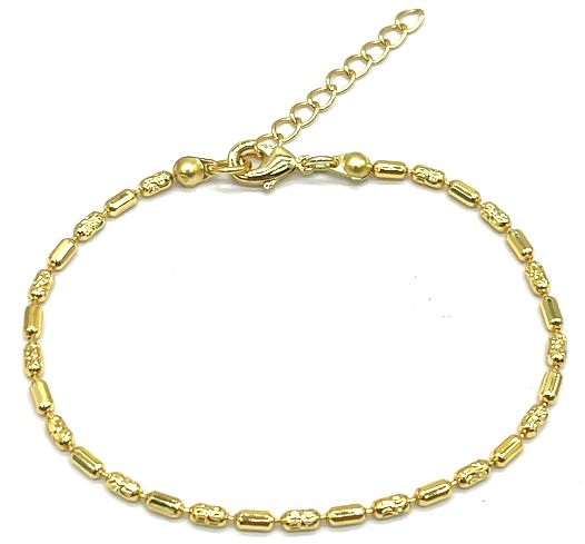 2MM CURVED KNIFE COPPER INTESTINE BEADS CHAIN BRACELET