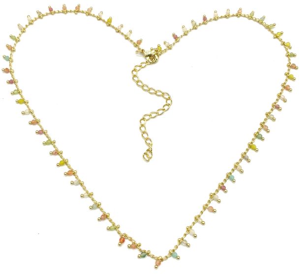 MIXED-COLOR NATURAL STONES NECKLACE 