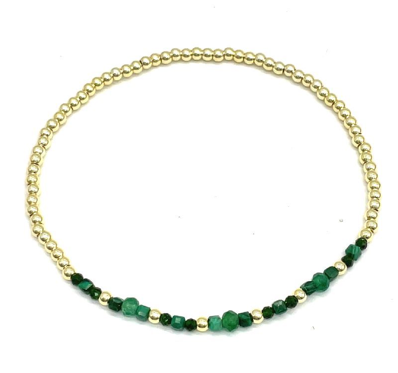 MALACHITES SOLID COPPER BEADS BRACELET