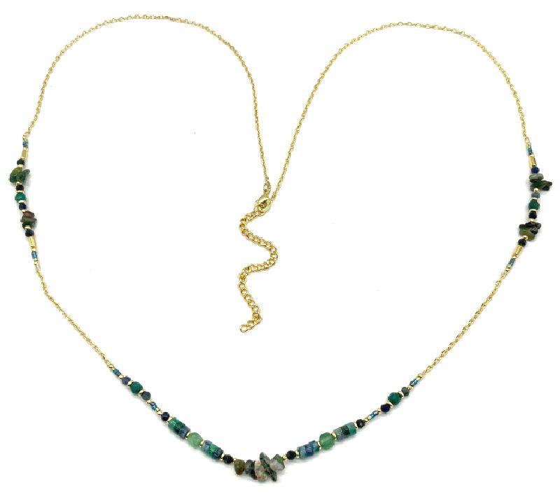 INDIAN AGATES A245 4DC CUT CORNER 0 CHAIN NECKLACE