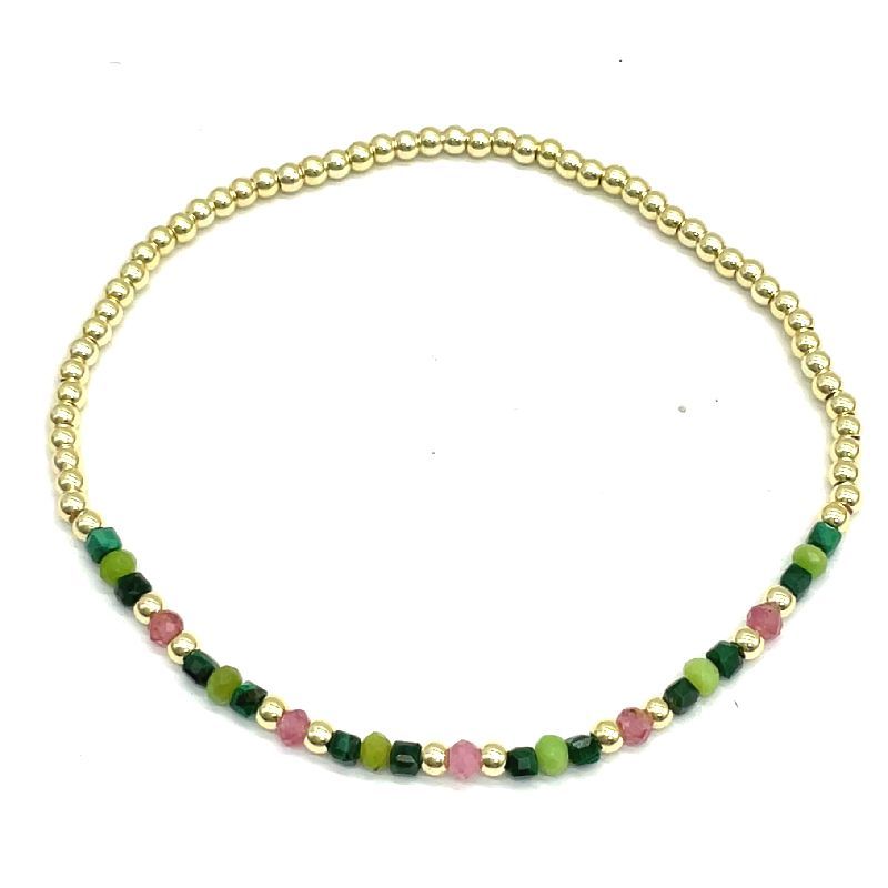 PINK TOURMALINES SOLID COPPER BEADS BRACELET 