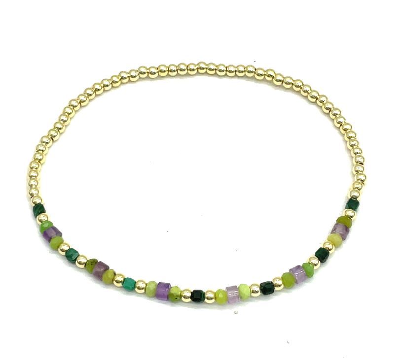 AMETHYSTS SOLID COPPER BEADS BRACELET