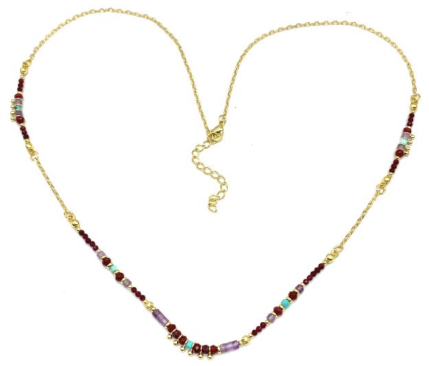 GARNET A245 4DC CORNER-CUT 0-CHARACTER CHAIN NECKLACE