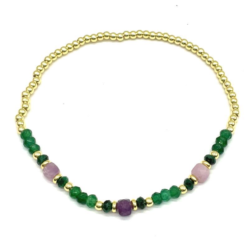MALACHITES SOLID COPPER BEADS BRACELET 