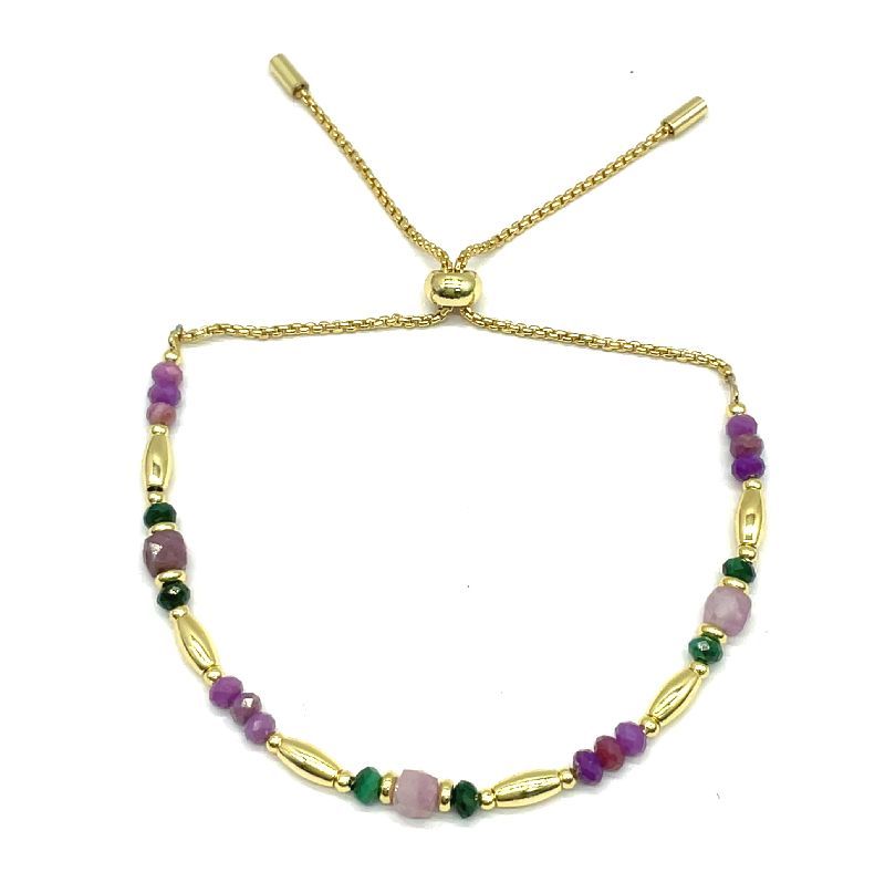 AMETHYSTS COPPER RICE BEADS CHAIN BRACELET