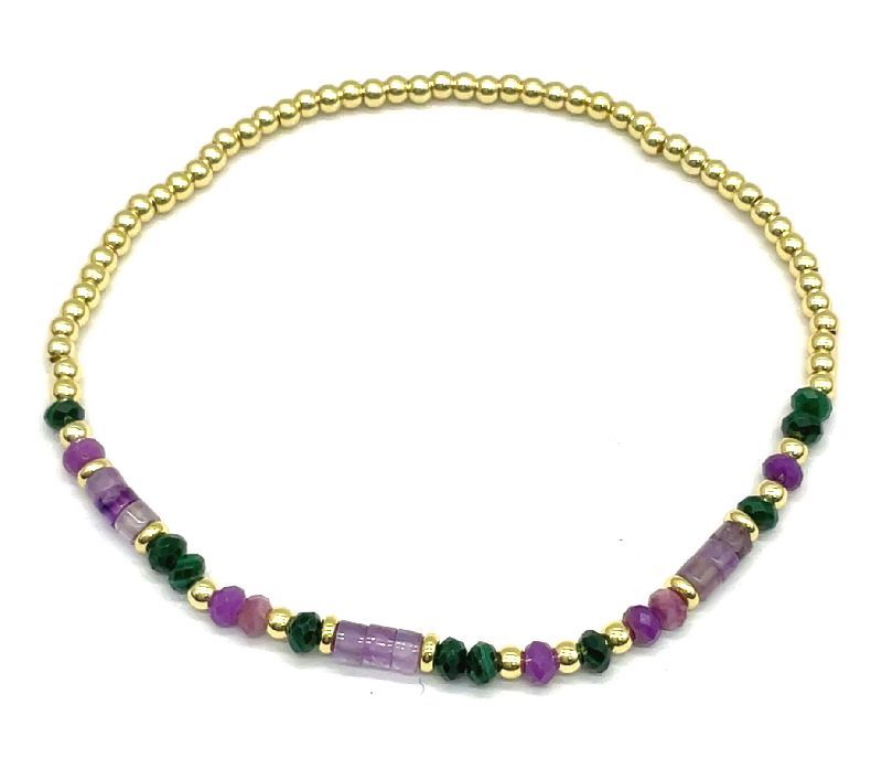 AMETHYST SOLID COPPER BEADS BRACELET 