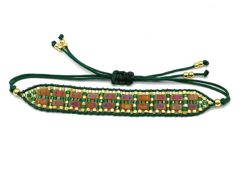 MATTE GREEN TIRA BEADS WOVEN BRACELET 