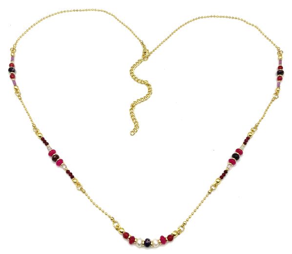 RED IMPERIAL STONE RIPPLE CHAIN NECKLACE