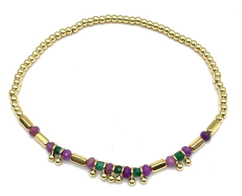 AMETHYSTS SOLID COPPER BEADS BRACELET
