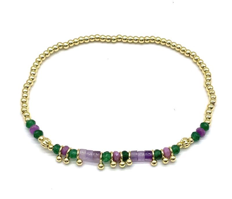 AMETHYST SOLID COPPER BEADS BRACELET