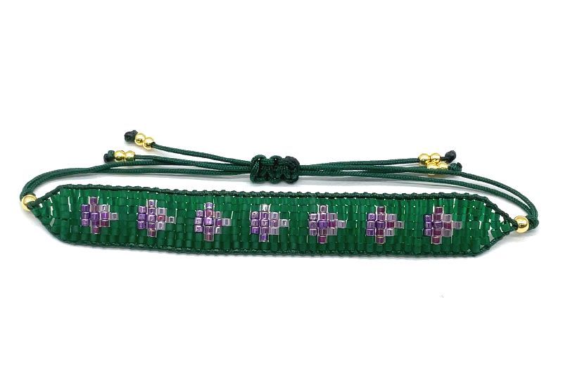 GREEN JAPANESE RICE BEADS WOVEN BRACELET
