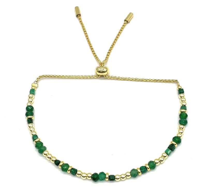 MALACHITE SOLID COPPER BEADS CHAIN BRACELET 