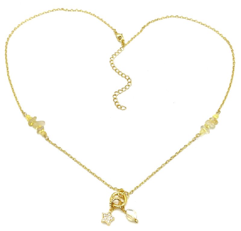 ROUND AND FIVE-POINTED STAR PENDANT NECKLACE