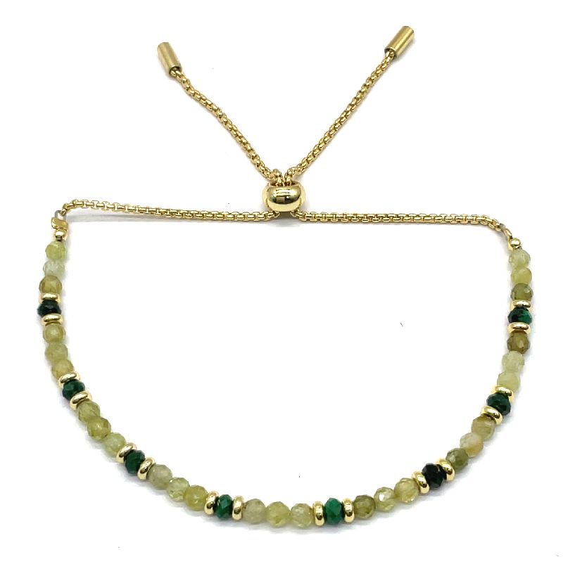 GREEN GARNETS WELDED ROUND CHAIN BRACELET